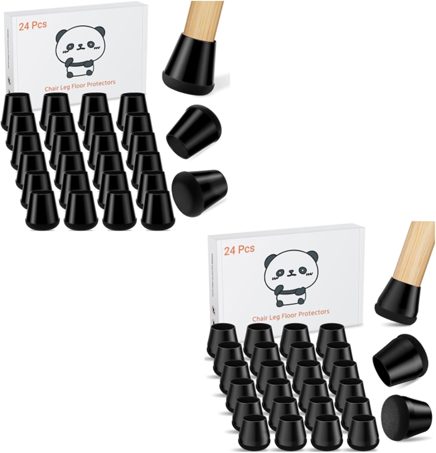 24 PCS Silicone Chair Leg Floor Protectors Small (0.8"-0.95") +Medium Fit (0.95"-1.1")