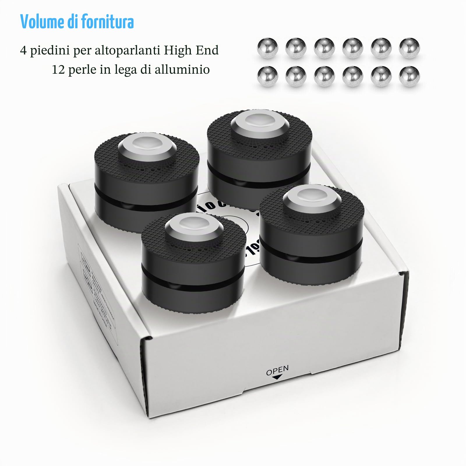 Tertullus Set di 4 piedini in alluminio per altoparlanti HiFi