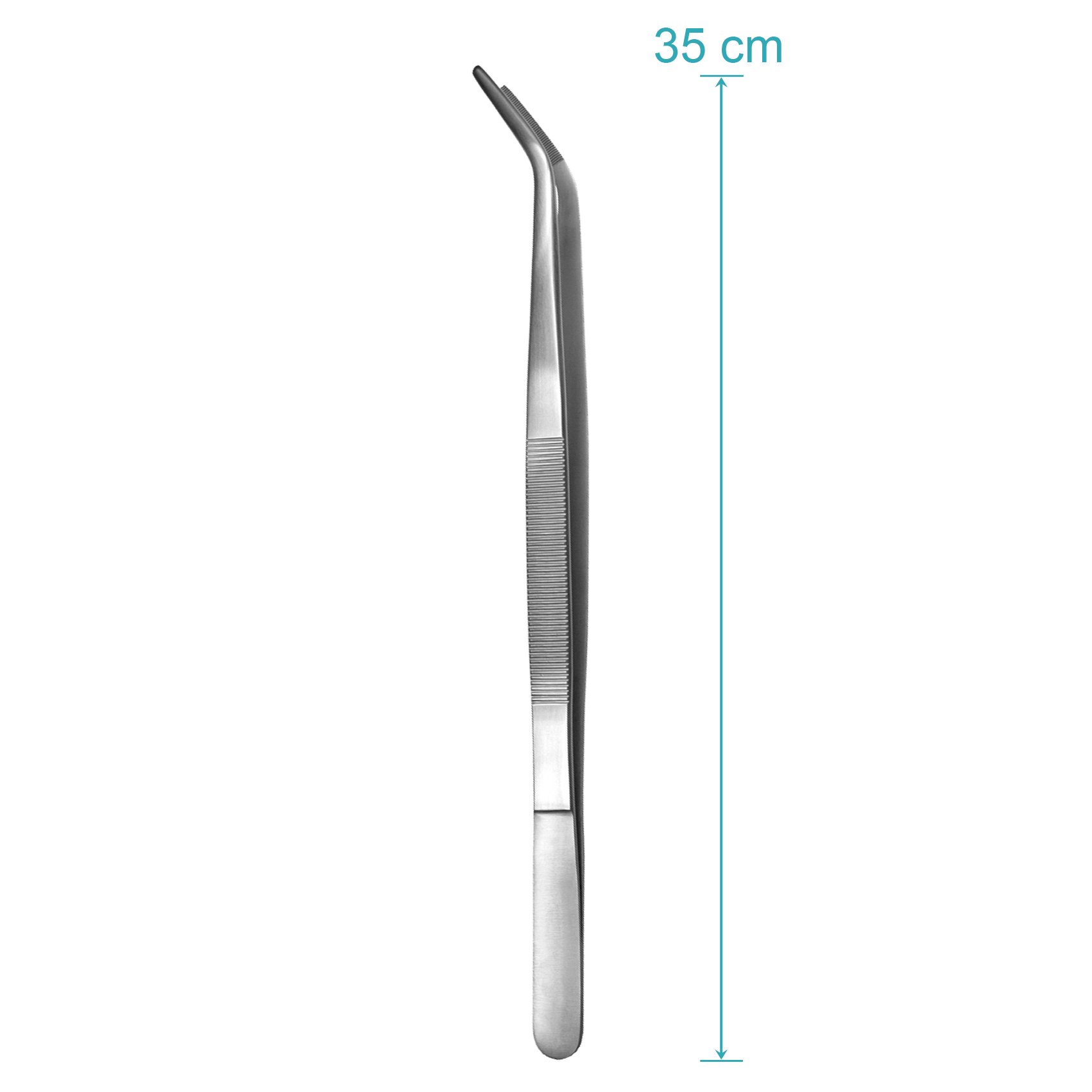 May - Zestaw – 4 x uniwersalna pęseta 35 cm – pęseta domowa – wygięta – okrągła końcówka – obrębiona wewnątrz – stal nierdzewna