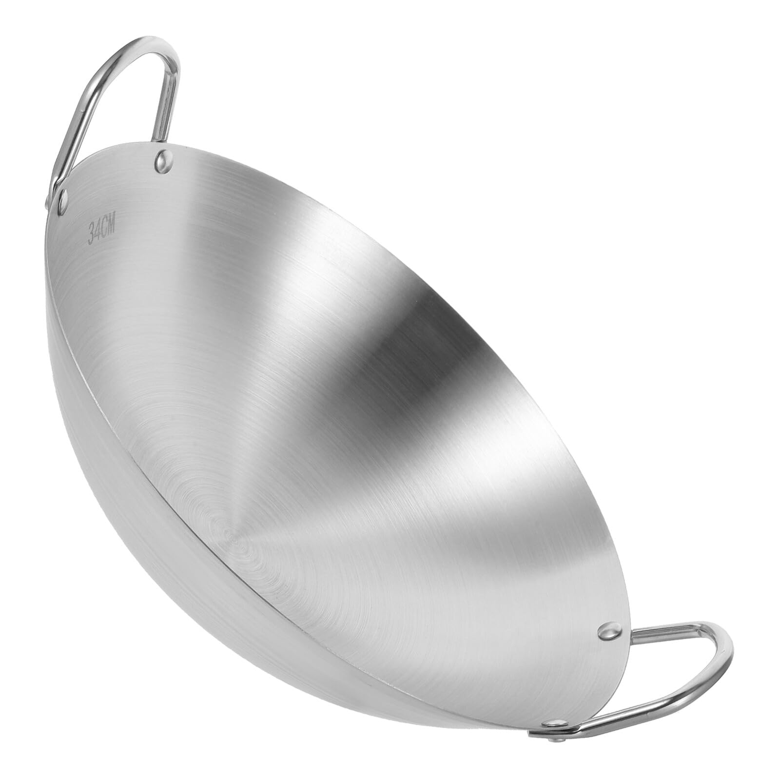 SHINEOFI Poêle à Wok Chinoise en Acier Inoxydable Argentée, Stable | Usage sur Plaque de Cuisson et Flamme Nue, Large Polyvalence, Ustensile Cuisine Domestique