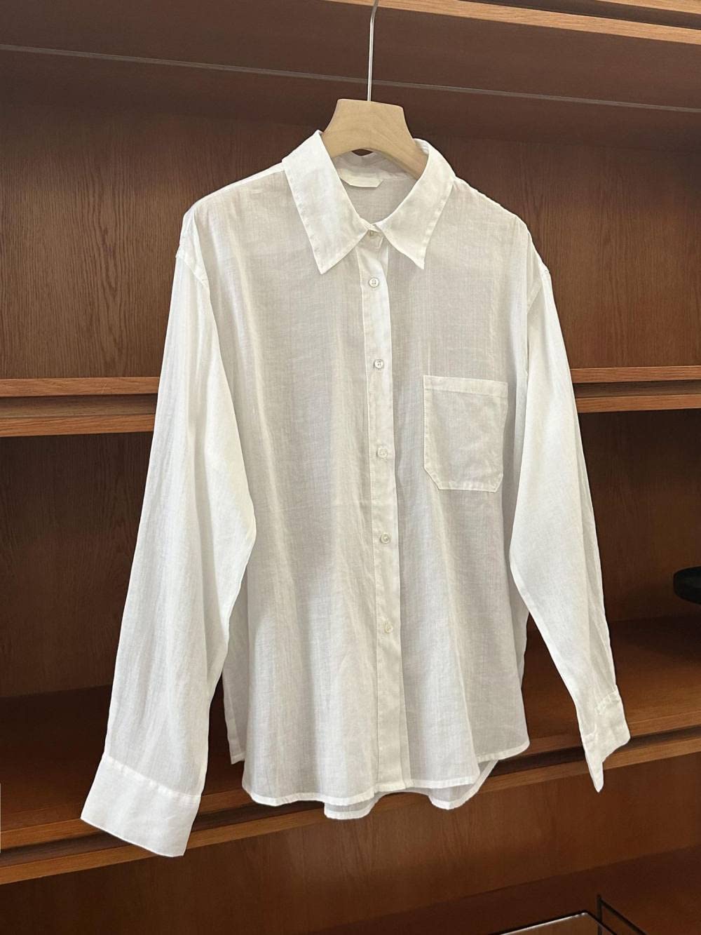 Maglietta Informale,Camicia A Maniche Lunghe Vintage da Donna Bianca Trasparente Abbigliamento Moda Casual Camicie Larghe Camicie A Tunica Camicie Abbottonate Casual Camicie da Yoga da Spiaggia Cami