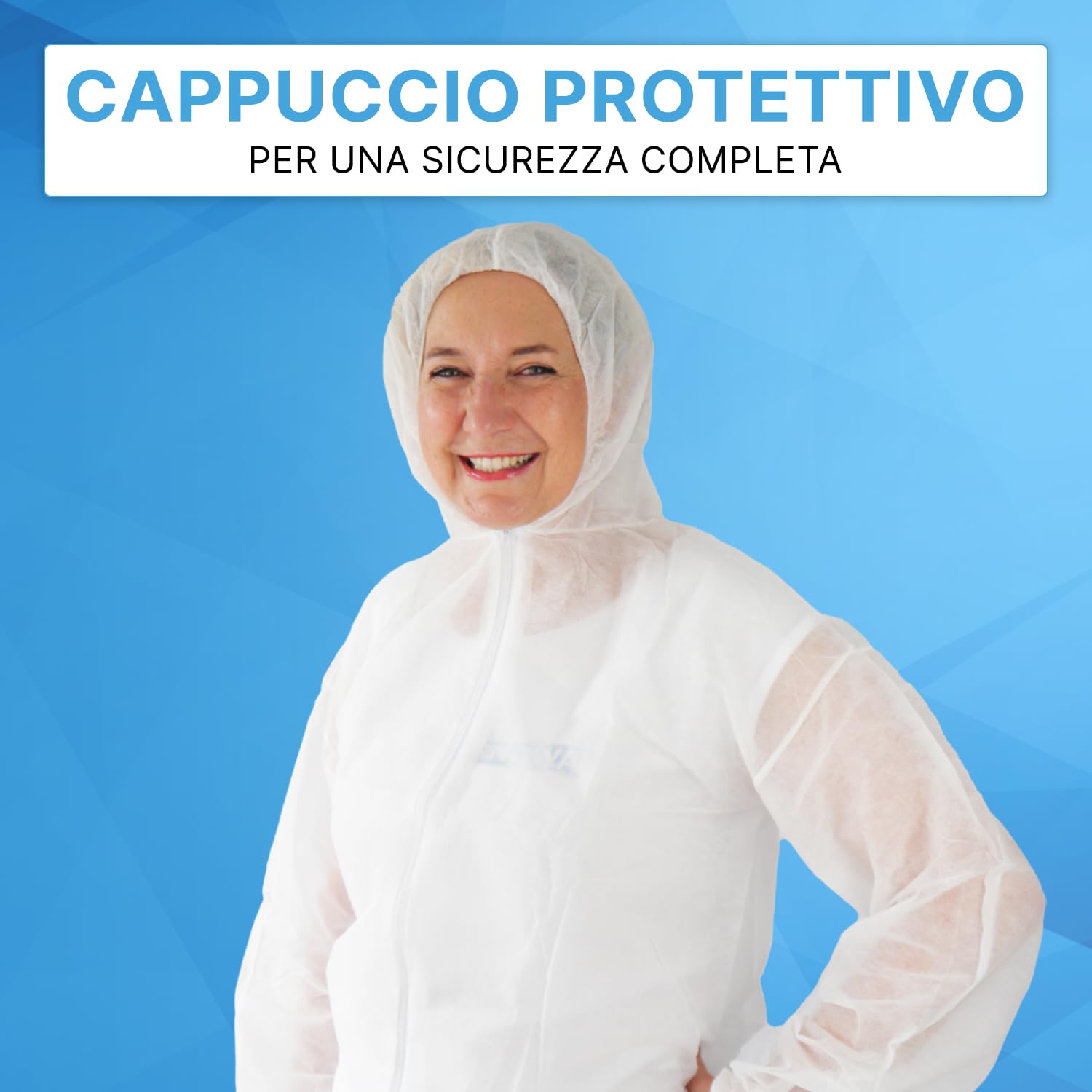 ARNOMED 10x PP tuta protettiva extra forte, tuta intera bianco 50g/m², tuta da pittore monouso L, tuta da lavoro per uomo/donna con cappuccio, tuta monouso, tuta protettiva monouso