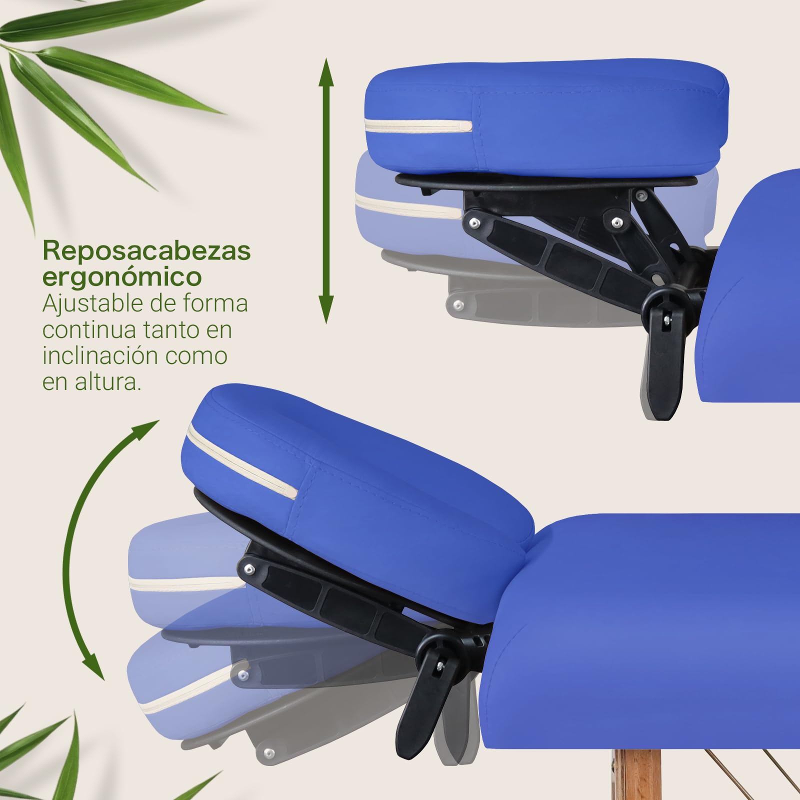Zen – Camilla Masaje Plegable Mobile Startup de Altura Regulable - Camilla estetica sólida de Madera Maciza - Camilla Plegable con cabecera Regulable, reposabrazos y Bolsa de Transporte Azul Real