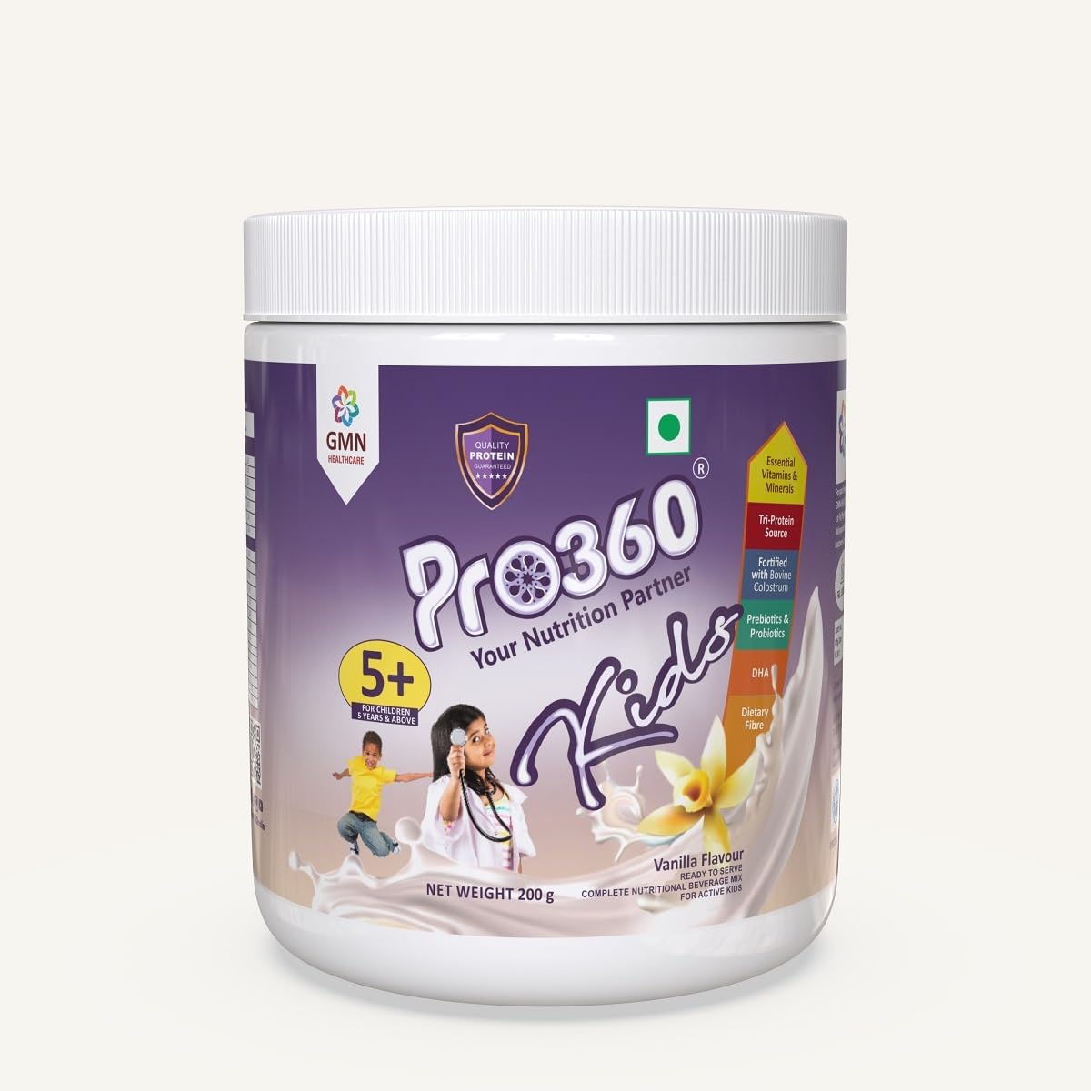 Pro360 Kidspro Protein Powder Child Nutrition & Health Supplement for Growing Children, Improves Immunity, Growth and Active Strong – (200g) -Vanilla Flavor