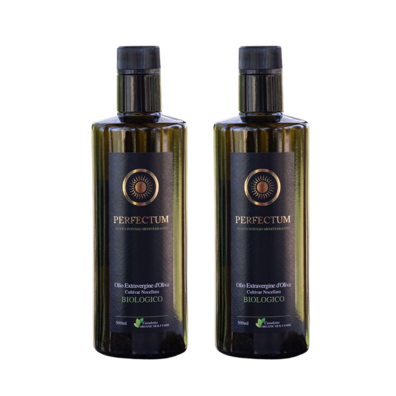 Canalotto Farm - Olio Extravergine di Oliva Biologico Nocellara del Belice, Olio EVO Italiano Estratto a Freddo, Fruttato Medio, Gusto Intenso, 2 x 500 ml