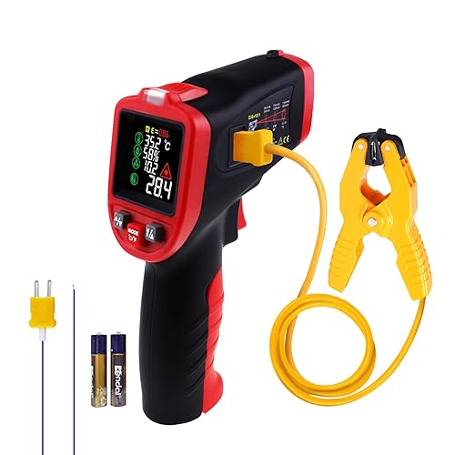 Miniatura 1 de Termómetro infrarrojo sin contacto -50  1,562.0 F (58  1562 F) con medición tipo K, rango de temperatura láser, pantalla LCD, luz UV, para uso