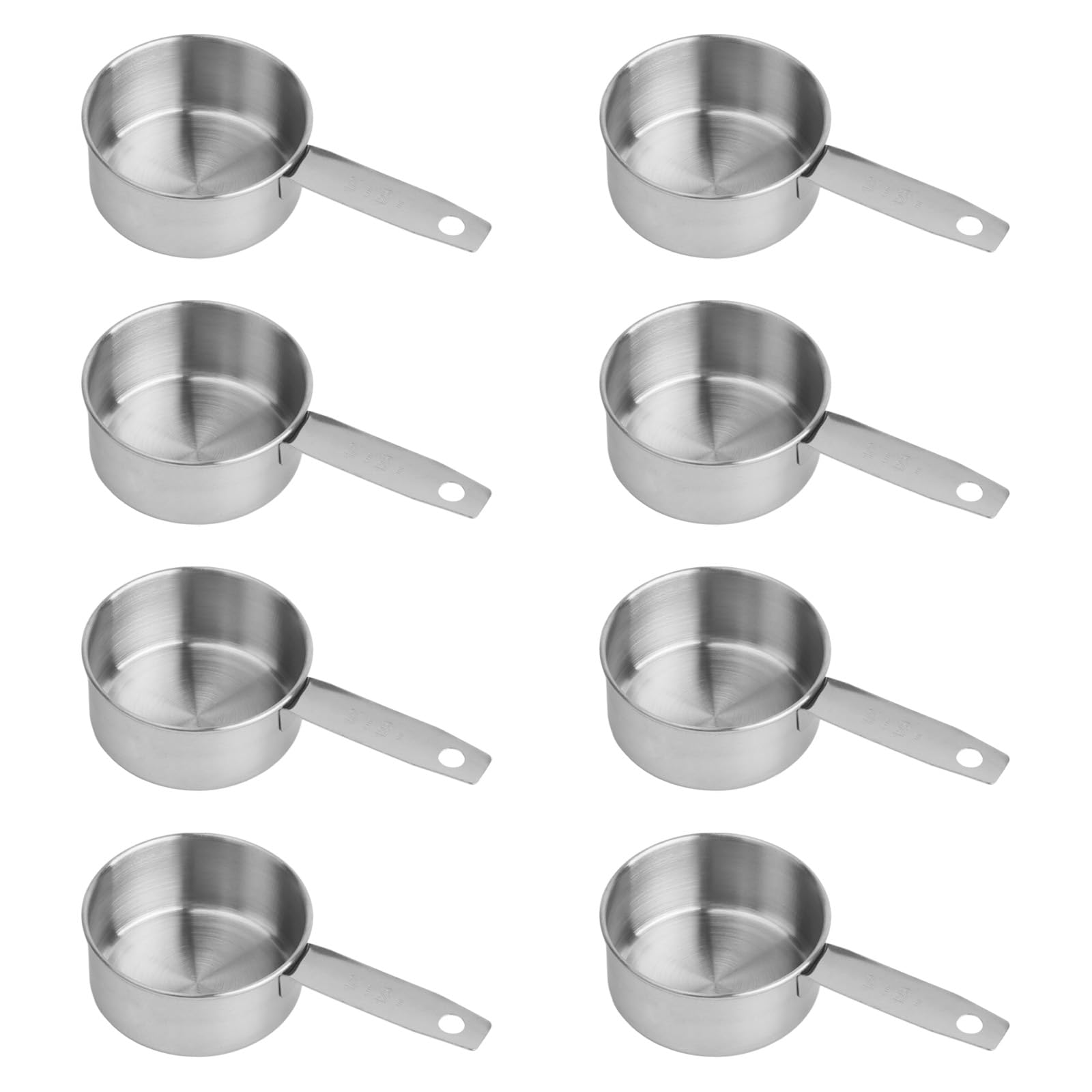 Acier inoxydable de qualité supérieure pour ce lot de 8 tasses doseuses 1/2 tasse