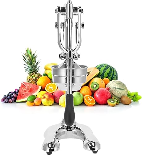 Miniatura 3 de Fdit Exprimidor manual de grado comercial, acero inoxidable 304 resistente y prensa de cítricos de hierro fundido para naranjas, limones, granadas,