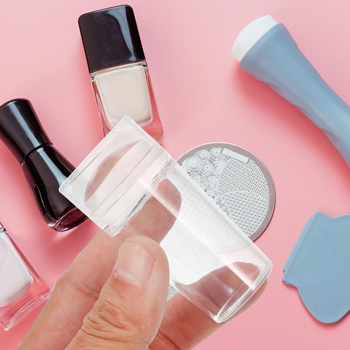 Healeved 10sets Timbri Per Unghie Silicone Strumenti Per Nail Art Per Manicure Francese Facile Da Usare Per Casa e Salone Di Bellezza Design Morbido e Adatto Curve Unghie