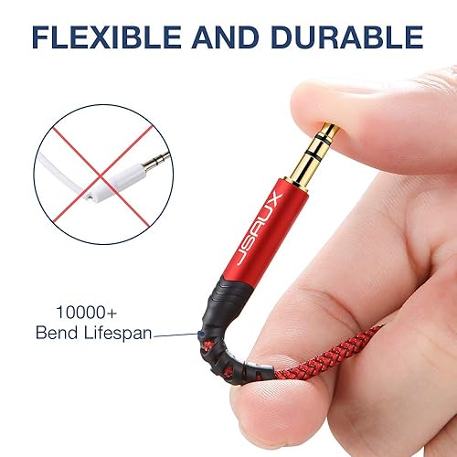 Miniatura 2 de JSAUX Paquete de 2 cables auxiliares, carcasa de cobre de 4 pies3.9 ft, sonido de alta fidelidad Cable auxiliar TRS de audio auxiliar TRS de nailon