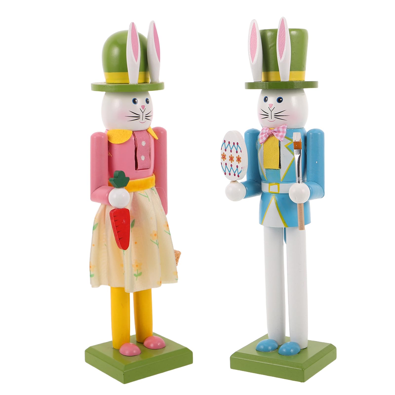 Figurines de Lapin Casse-Noisette de Pâques en Bois Décoration Table Cuisine