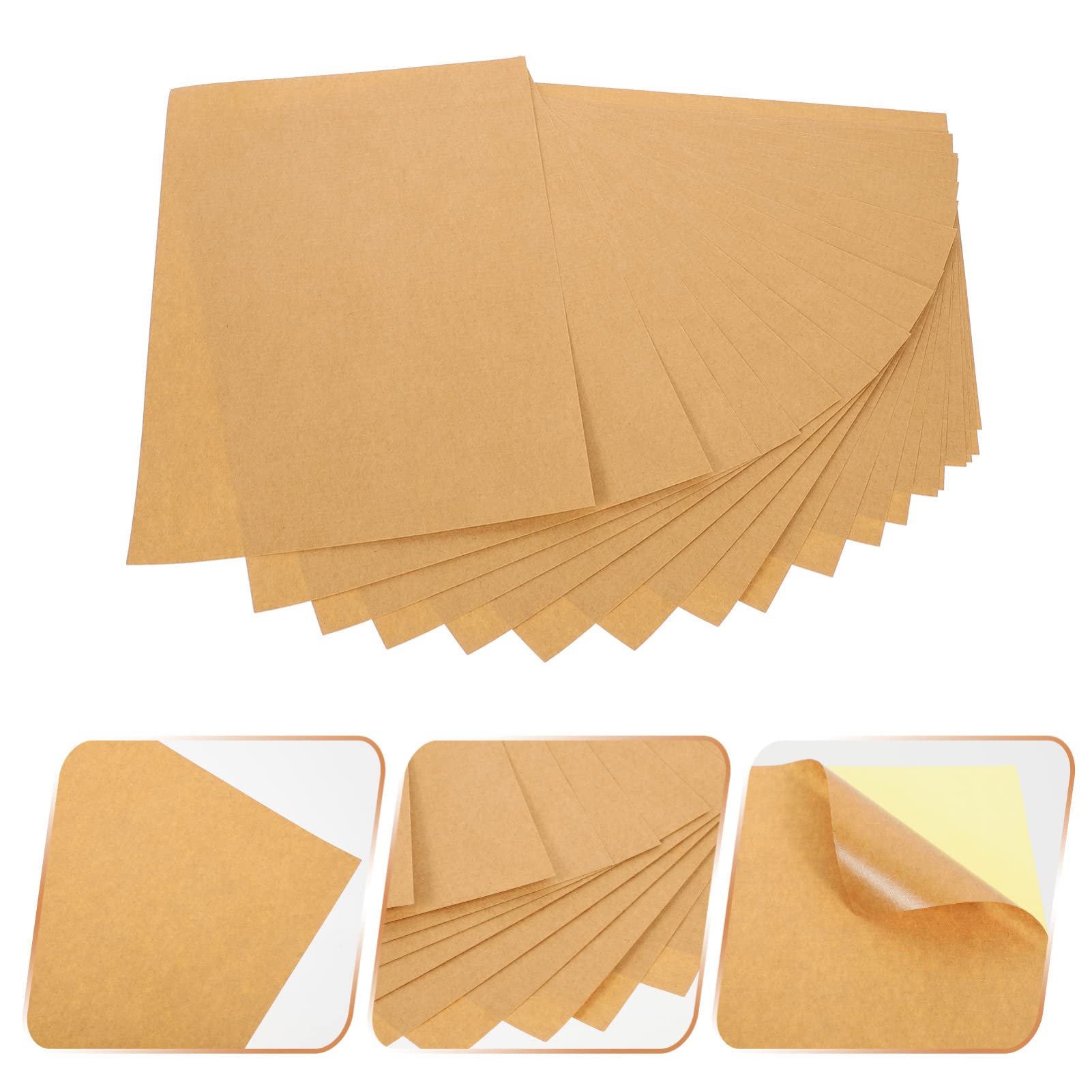 Carta per Etichette Adesive A4 in Carta Kraft 100 Fogli | Scrivibile, Resistente Agli Strappi, Formato Portatile, per Stampante Sticker e Applicazioni in Ufficio