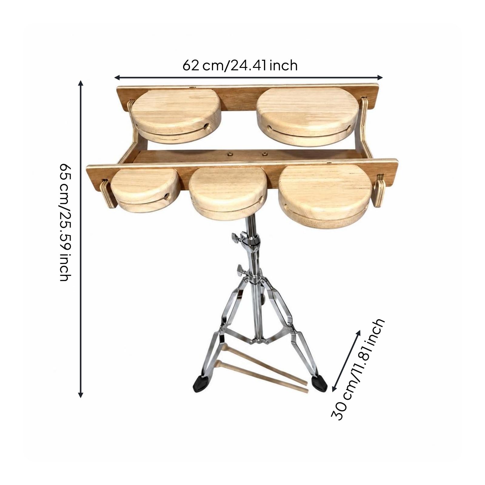 Set di Tamburi con Treppiede Educativo Leggero, Funzionale, Percussione, per Casa, Scuola infanzia, Principianti