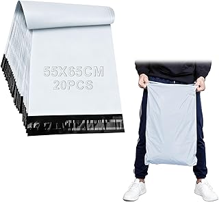 XRXYMQ 20 Pièces Pochette Sac d Envoie Colis Vinted Grand 55 x 65 cm Sac Emballage Colis Vetement Auto Adhésives Imperméables pour Vêtements et Expédition de Textiles Transport Blanc