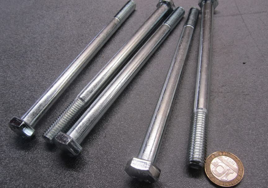 Class 8.8 Zinc Plated Steel Hex Head Bolt PT M12 x 1.75 mm x 180 mm Long 5 pcs. Silver Bolt-2628-21-12 0
