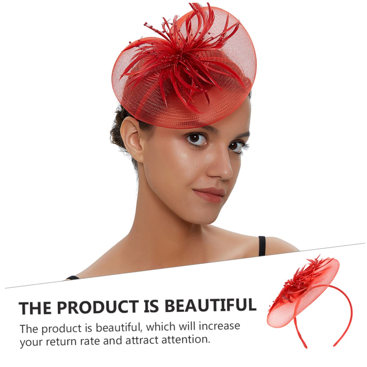 DOITOOL 3stücke Eleganter Feder Fascinator Haarreif Mit Netz Und Schleife Für Hochzeiten Partys Und Besondere Anlässe Rotes Haarschmuck-Accessoire