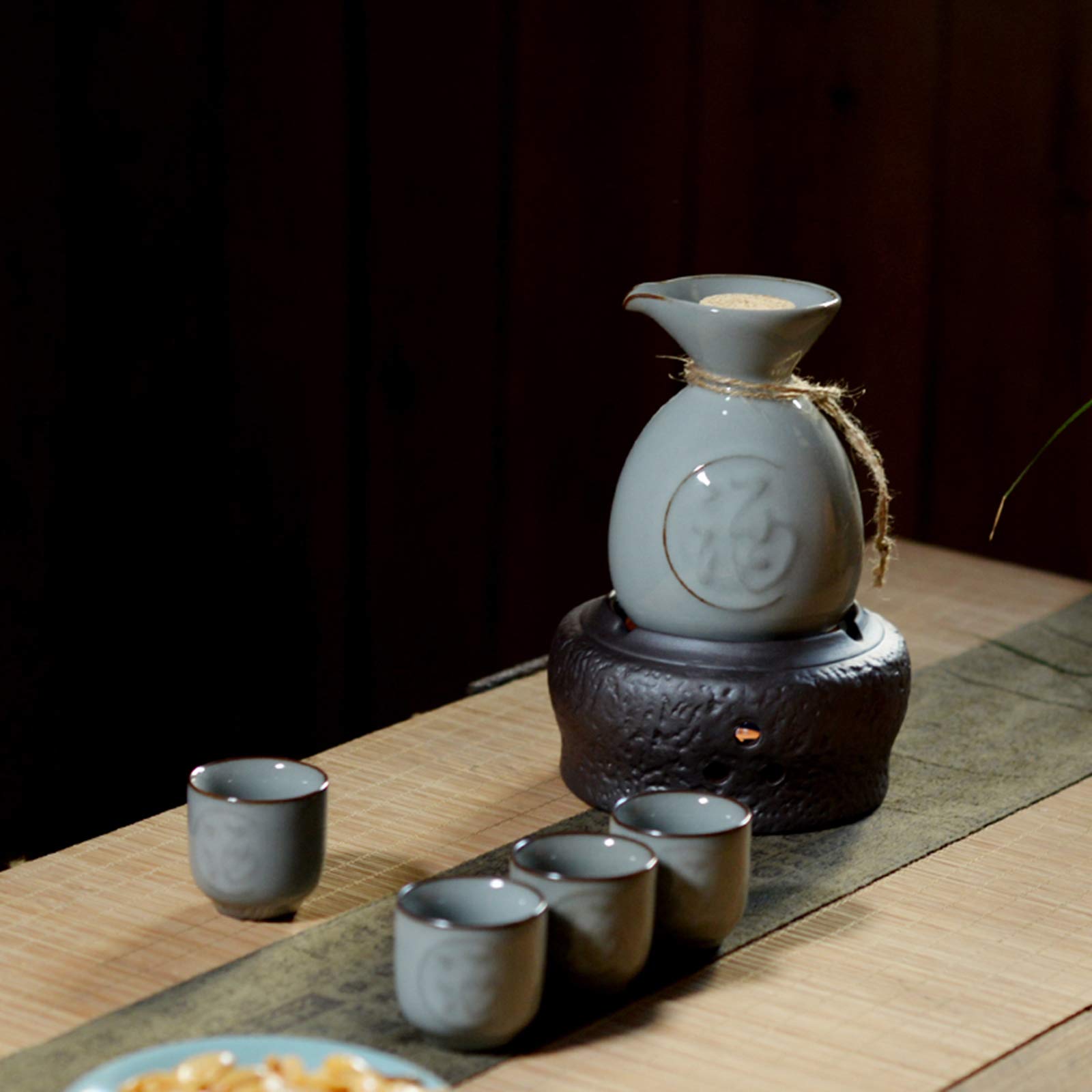 Tasse à saké Traditionnelle, Verres à vin en céramique, Ensemble de 6 Tasses à saké en céramique, Facile à Utiliser, Convient aux Amateurs de Culture, Artisanat Traditionnel (C)