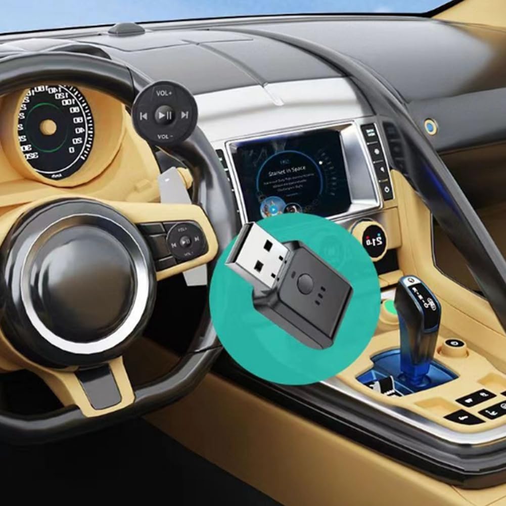 Receptor USB AUX para Coche BotóN Multimedia InaláMbrico Bluetooth Volante del Coche BotóN MultifuncióN Control Remoto