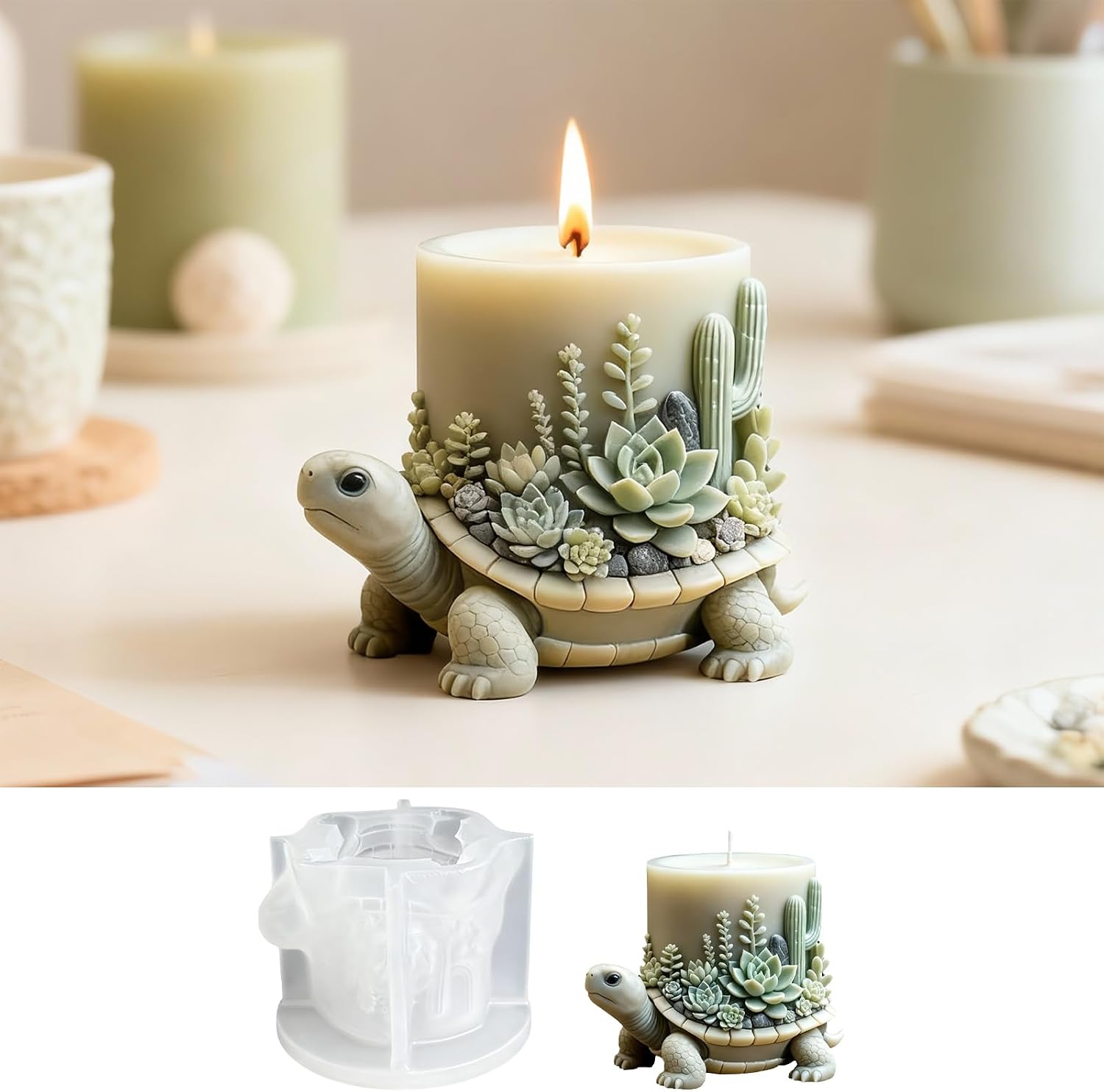 Turtle Silicone Candle Mold, Sea Turtle Animal Candle Mold for Candles Making Resin Casting Aromatherapy Candles Wax, Handmade Wax Soap, Gypsum Clay Home Decoration