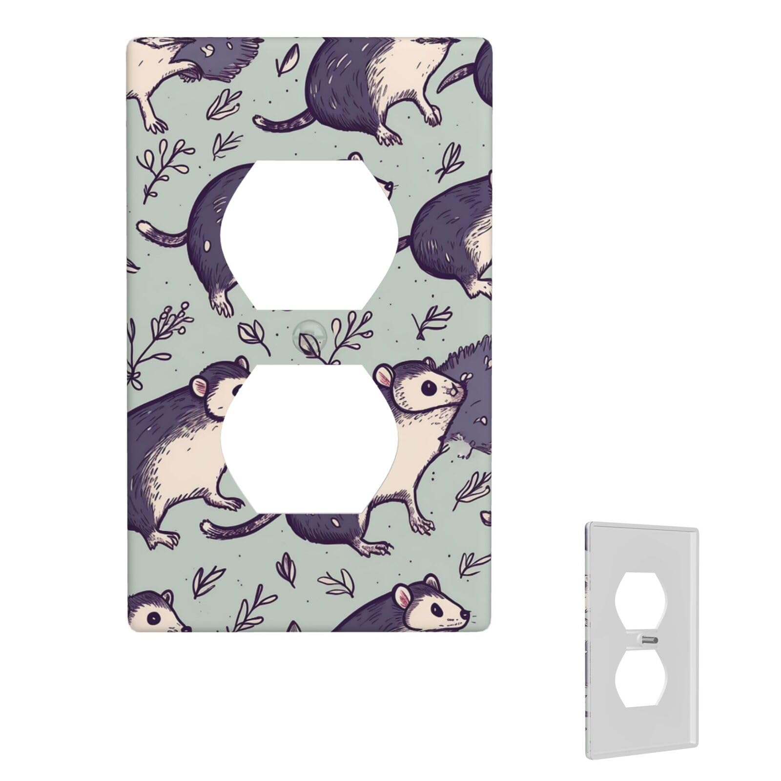1-Gang Decorator Wall Plate Opossum Light Switch Cover Single Gang Receptacle Wall Plate Standard Size 4.5" x 2.76" Wallplate Unbreakable Polycarbonate Outlet Faceplates Cover