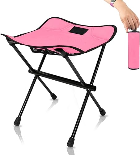 HADUKI Silla de campamento, taburete plegable y ligero, portátil, plegable, sillas retráctiles con bolsa de transporte, taburetes de campamento de