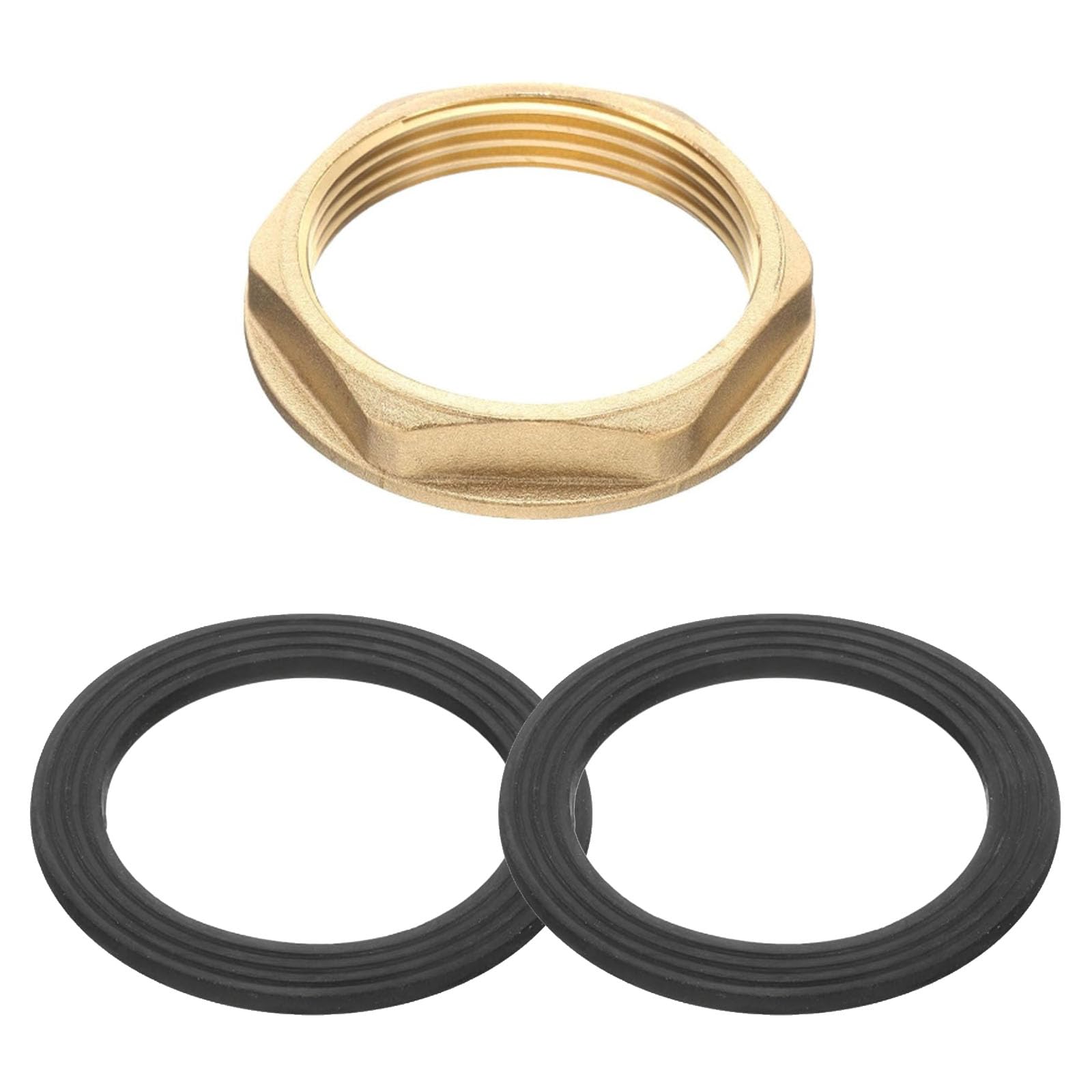 GIONAR 1-1/2 Inch Locking Nut, Flanged Brass Backnut with 2 Flange Washers