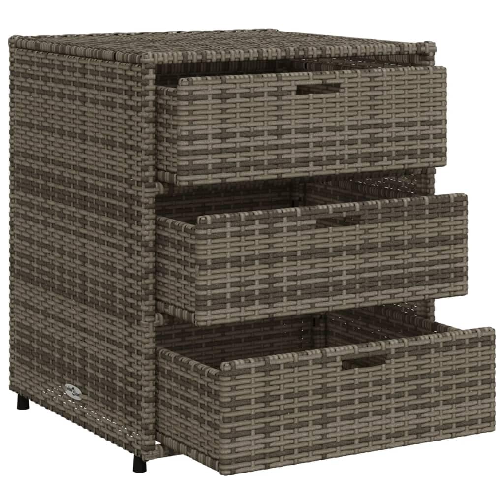 ZEYUAN Gartenschrank Grau 55x59x69 cm Poly Rattan, Geräteschuppen, Gerätehaus, Wetterfest, Outdoor Schrank, Gartenhausschränke, Terrassenschrank - 365557