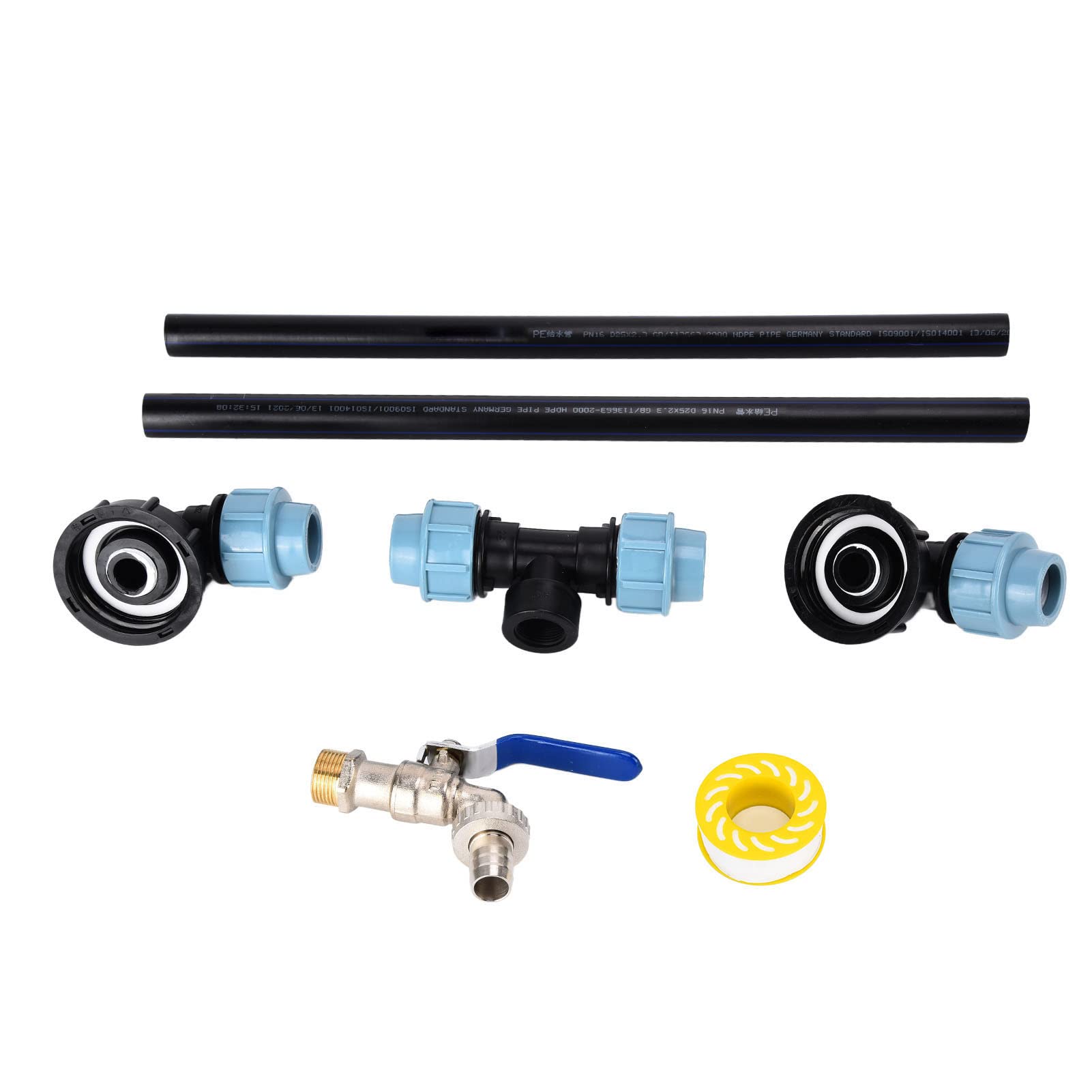 Fafeicy Adaptador de Codo IBC, 60 mm, con Conectores y Mangueras para Tanques en Serie