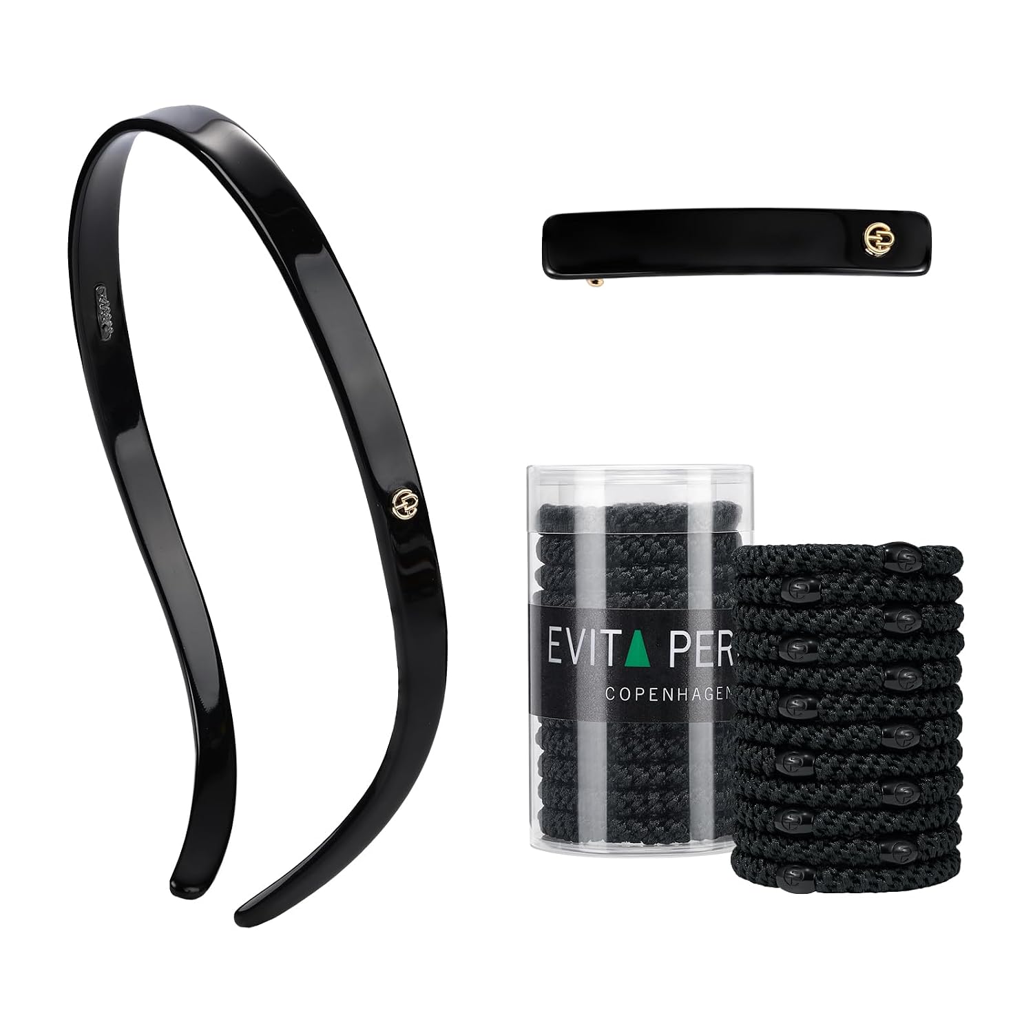 EVITA PERONI Hair Band Designed for Eyewear - Small Hair Barrettes - 12Pcs Hair ties - Hair Accessories Set - Black