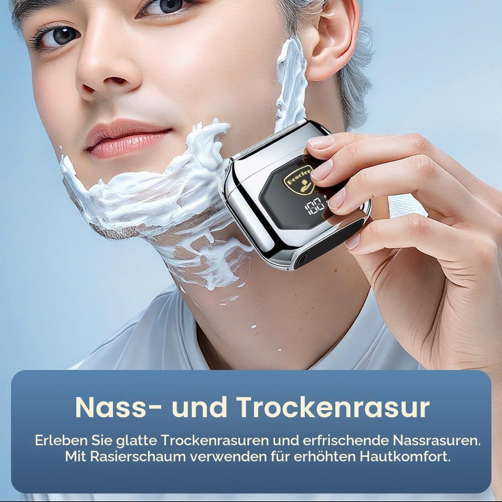 Rasierer Herren Elektrisch Mini-Elektrorasierer Vollmetall mit 5 Scherkopf