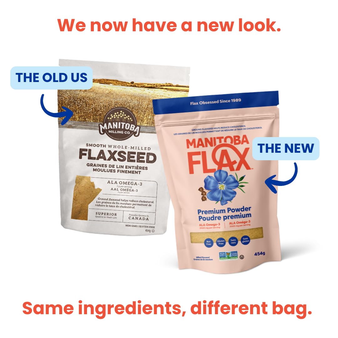 Premium Flaxseed Powder (NEW LOOK!) | Manitoba Flax by Manitoba Milling Co.| 454g | 3000 mg Omega-3, Fiber, Plant Protein | Vegan, Non-GMO, Gluten Free | Use in smoothies, oatmeal, yogurt, baked goods, dressings and sauces, and more - 5