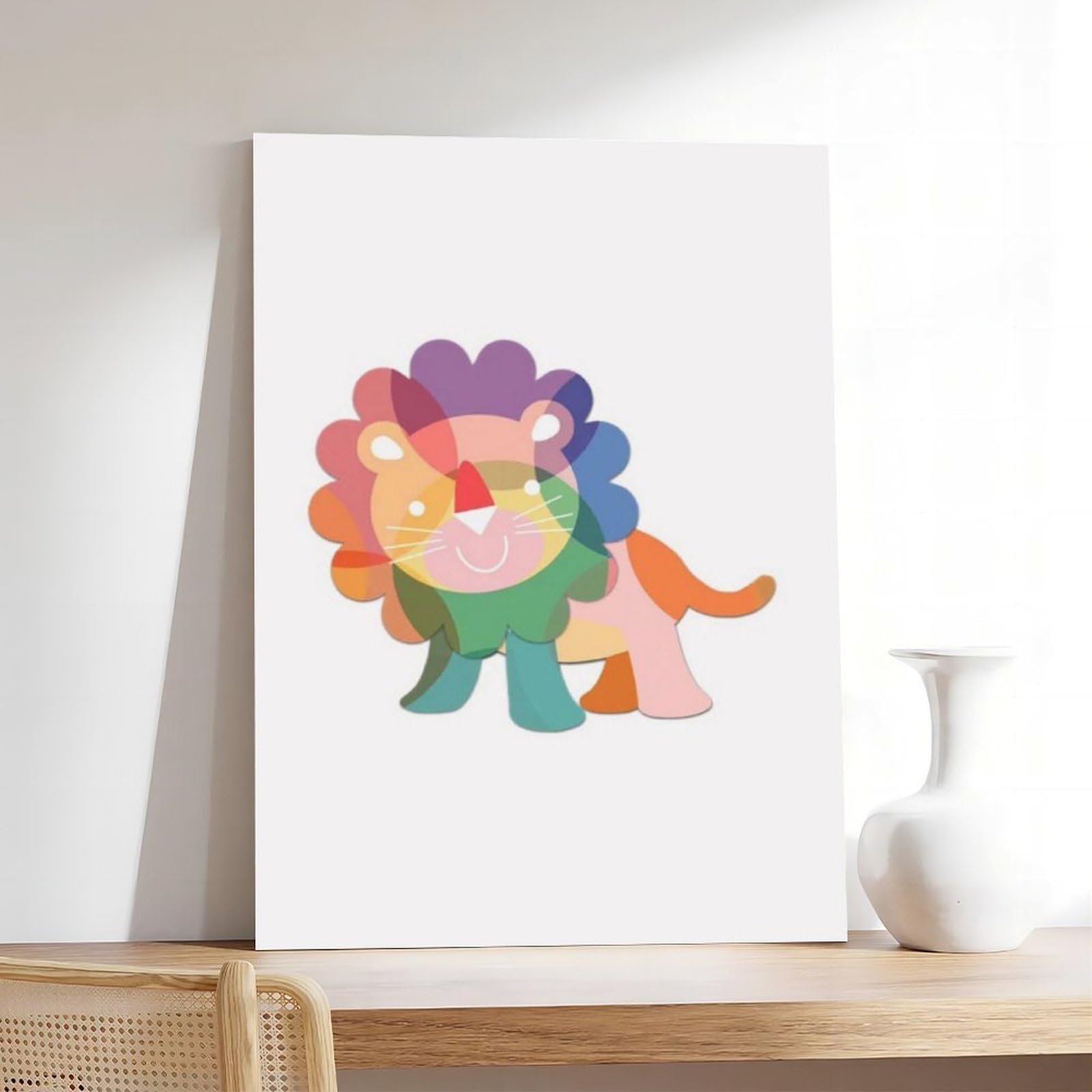 Ballon-Löwen-Farbdruck, Leinwand-Poster, Schlafzimmer, Dekoration, Landschaft, Büro, Raumdekoration, Geschenk, 61 cm L x 91,4 cm B