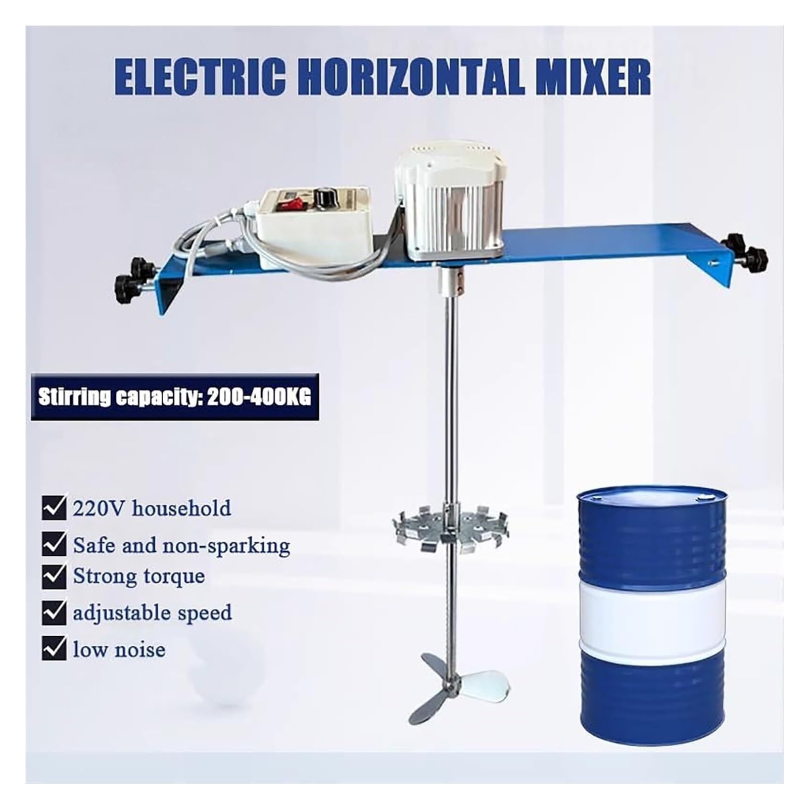 Miscelatore Elettrico per Vernice E Barile da 1750 W, Betoniera per Cemento con Gancio di Supporto, velocità da 200 A 3000 Giri/Min.-A