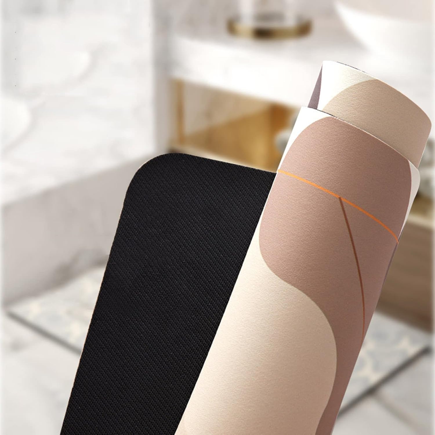 Curved Bath Mat, Super Absorbent Diatomite Corner Shower Mat Outside Shower, Non Slip Washable Corner Shower Rug Carpet for Quadrant Shower Cubicle,D,40x75cm