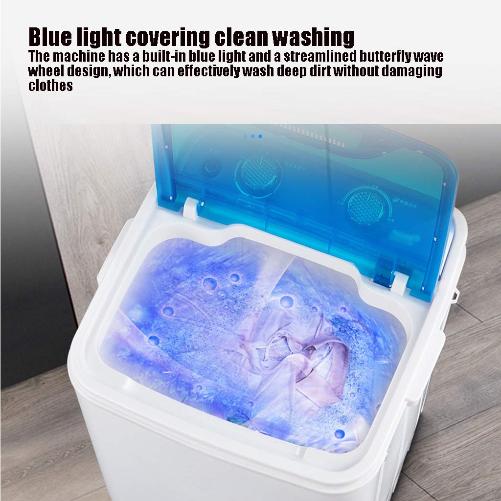 Mini 7KG Elution 2-En-1 Carga Superior Solo Barril Lavadora Semiautomática Portátil,Ultra Silenciosa, Adecuada para Acampar En Coche, Dormitorio, Balcón