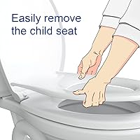 Vista 2 de R&T Asiento de inodoro redondo con asiento de entrenamiento para ir al baño integrado, asiento de cierre lento para niños y adultos, fácil