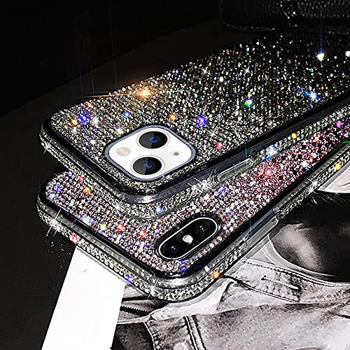 Coque iPhone 14 violette strass brillants LUVI faite main - 3