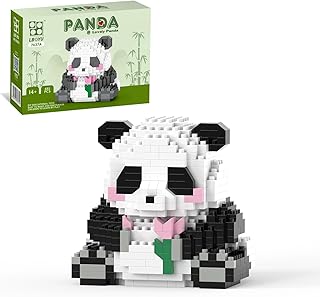 QISHOUTING Mini Micro Blocks Panda- 487pcs, Mini Panda Building Toy-Handing Flowers, Panda Building Set for Adults, Micro Blocks Set for 12+ Boys & Girls, Birthday, for Kids