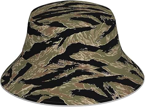 Tiger Stripe Camo Reversible Double-Side-Wear Bucket Hat for