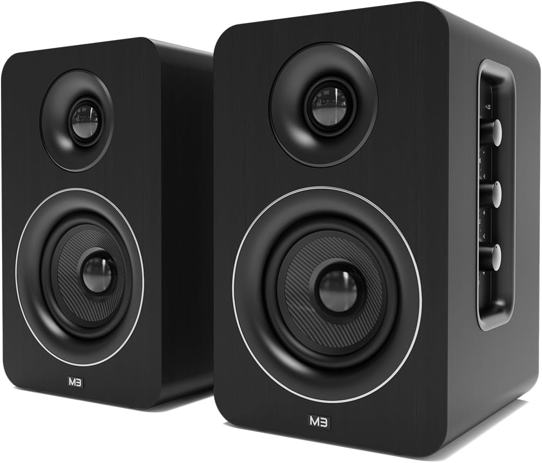AZATOM EB100 Powered Bookshelf Hifi Speakers, 2.0 Active Pair, Near