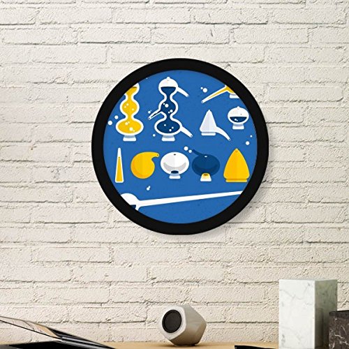 Cadre rond en bois de qualite superieure theme art et chimie noir medium