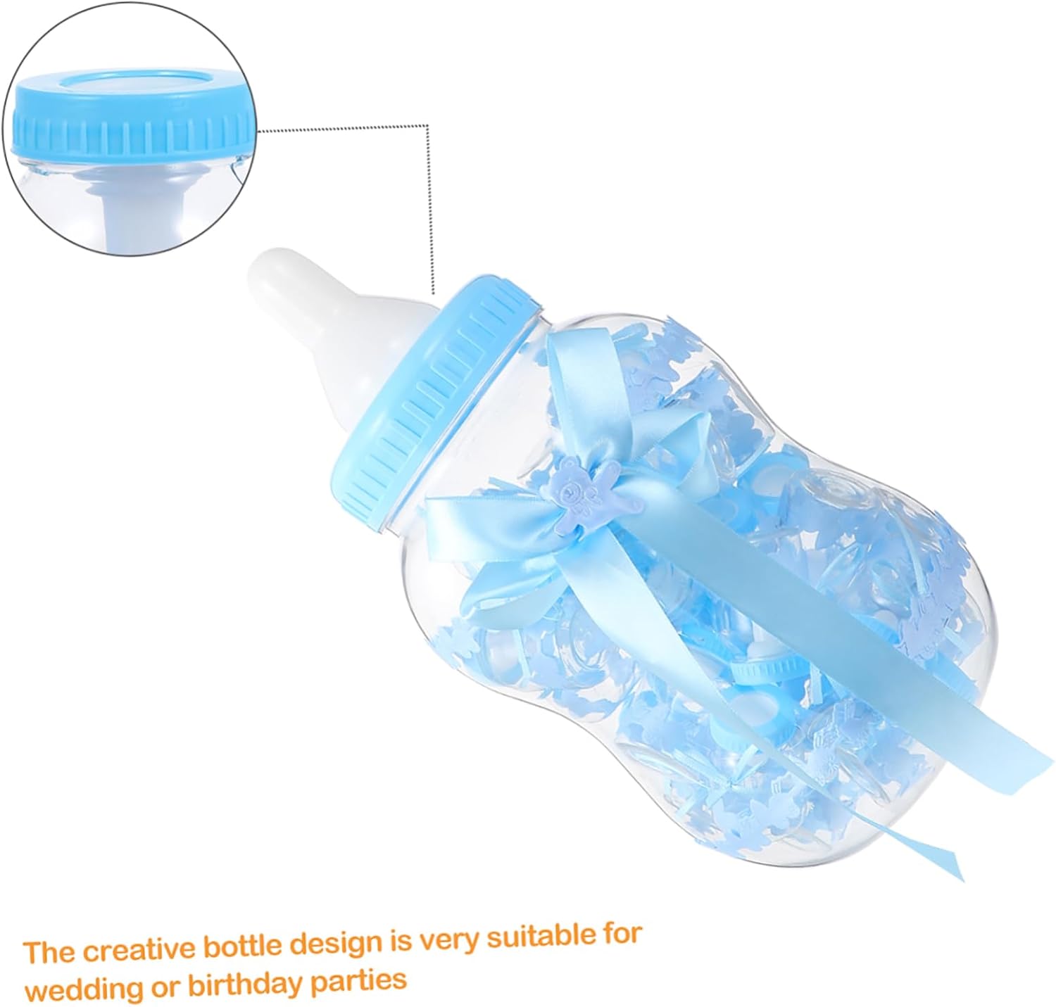 PLAFOPE 31pcs Milk Bottle Candy Boxes Set Candy Holder Creative Decor Cute Blue Milk Bottle Design for Showers and Festivals Fun Table Decor for Boys and Girls