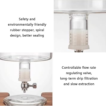 Large Capacity Ice Drip Cold Brew Coffee Maker - 25 Cups (3000ml) Slow Drip Ice Chilling Tower With Wood Frame - Perfect for Coffee Lovers
