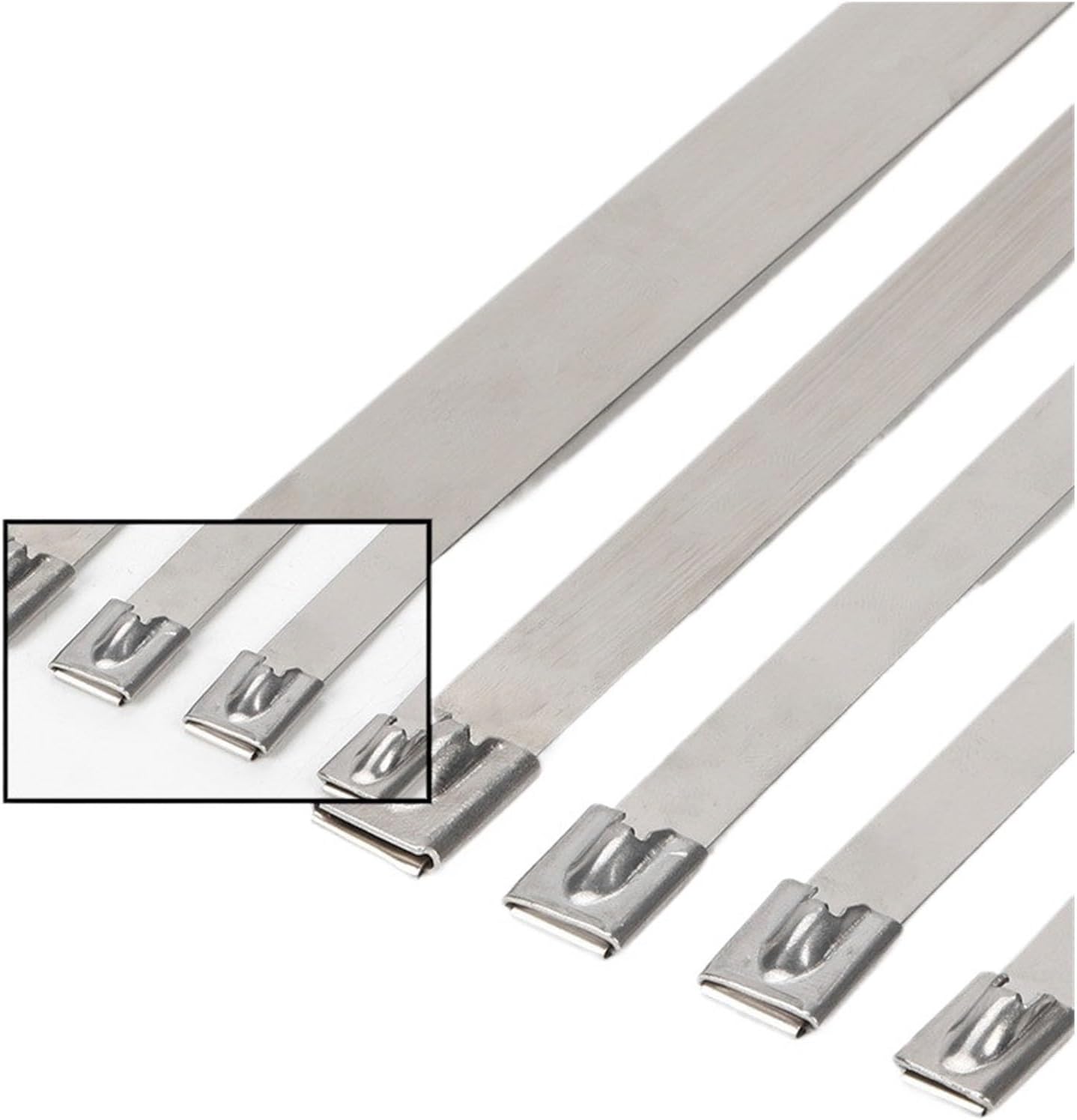 ステンレス製金属ケーブルタイ 10 20 50 100 200個 10mm 0.39インチ 排気ラップ 多目的 304ステンレススチ