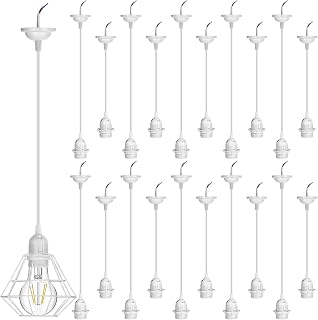 Retisee 20 Pcs Pendant Light Cord Kit E27 Socket 4ft Adjustable, white
