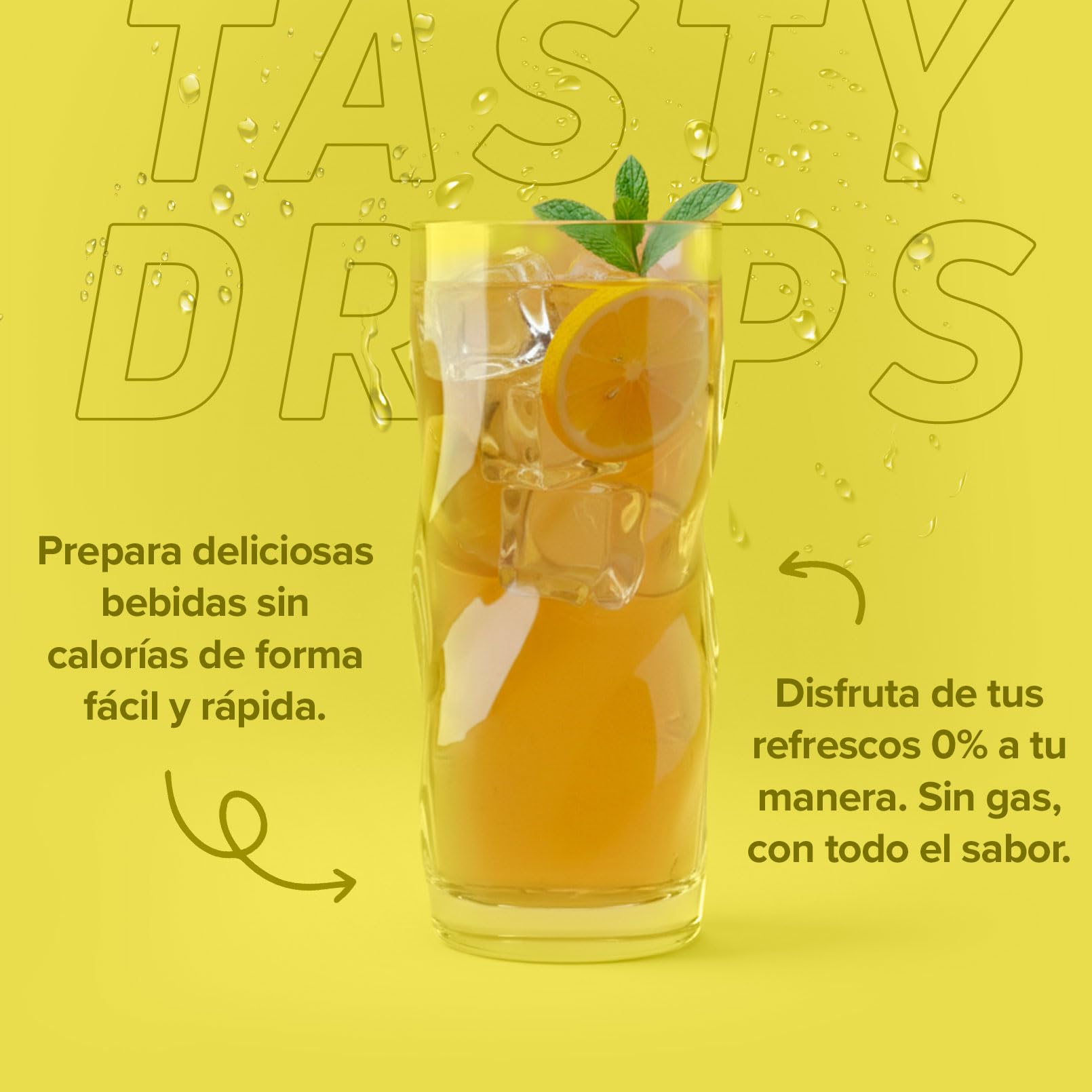 HSN Tasty Drops Saborizante Líquido Sin Calorías para Agua | Sabor Limón - 65ml (hasta 8 litros) | Gotas Saborizantes Sin Azúcar | Potenciador de Bebidas | Apto Vegano, Sin Gluten