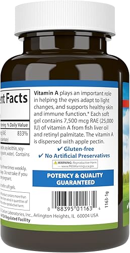Miniatura 3 de Carlson - Vitamina A, 25000 UI (7500 mcg RAE) con pectina, salud de la visión, ayuda a la visión nocturna, salud de la piel, 300 cápsulas blandas