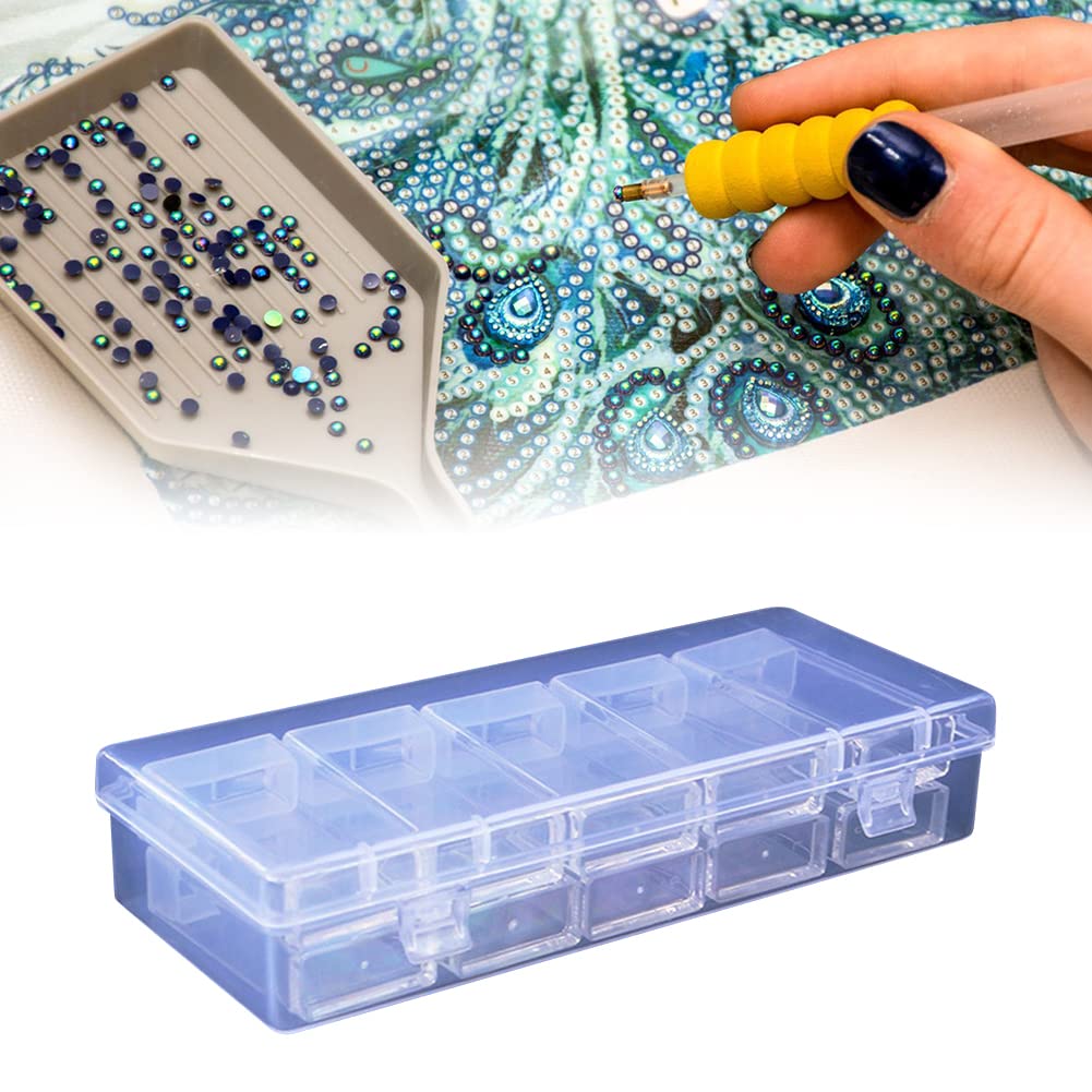 Scatola Porta Diamanti Con 56 Scomparti - Per Ricamo, Nail Art E Accessori - Trasparente E Compatta