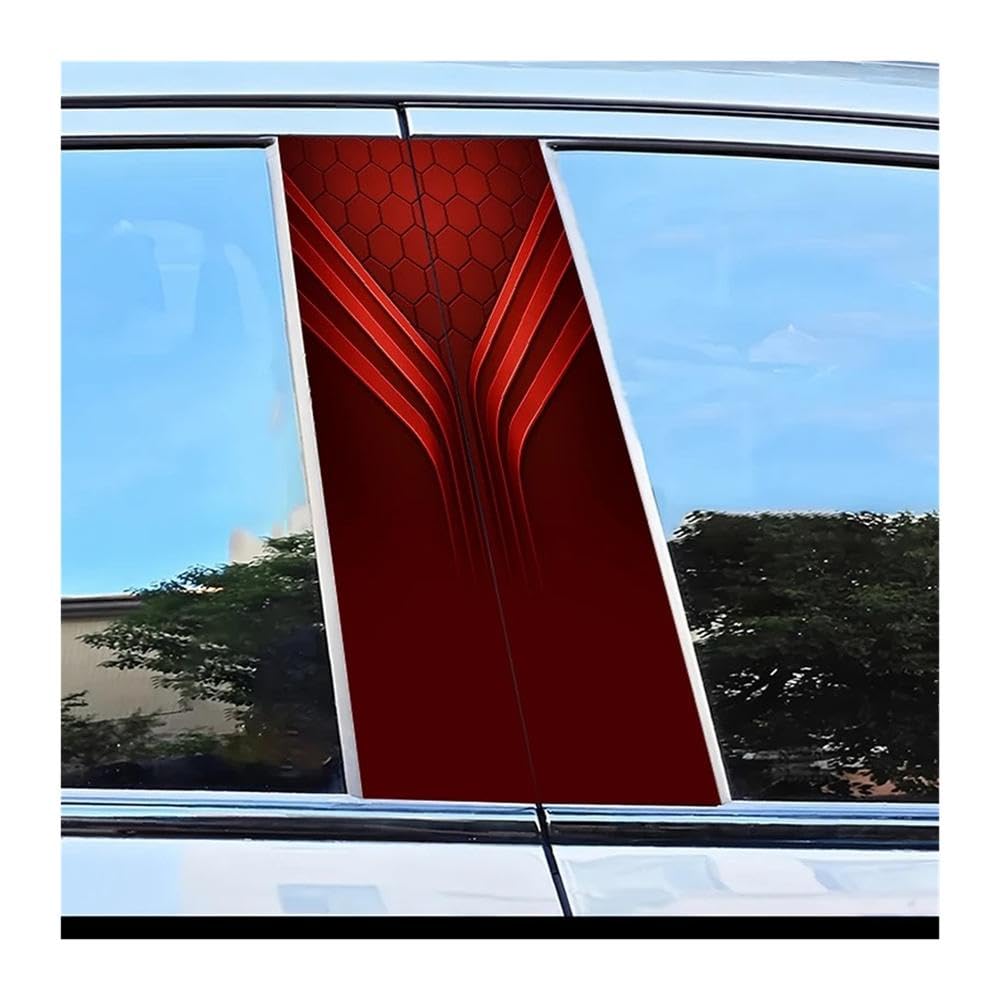Auto Accessory 2pcs Car Center Column Decal Hexagon Pattern Scratch Resistant Film