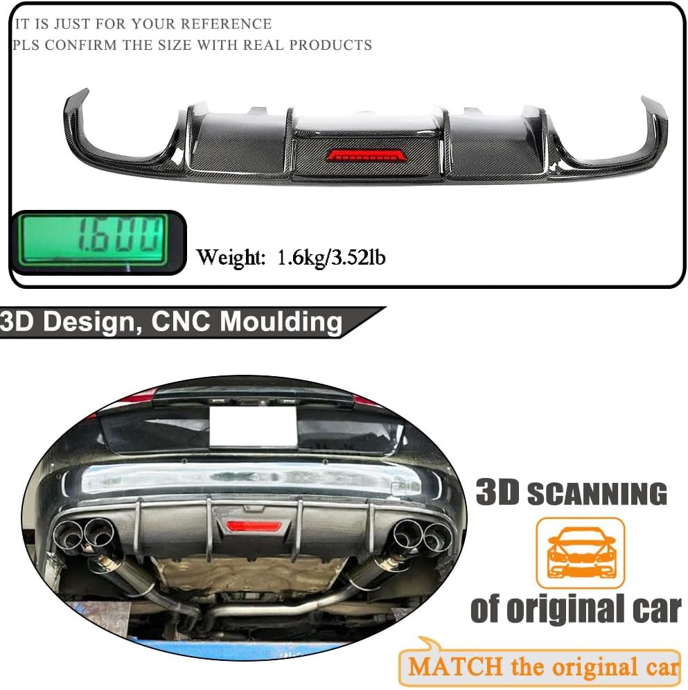 Carbon Fiber Rear Diffuser for Audi A6 Sline S6 Sedan 2012-2014 Rear Lower Bumper Lip Spoiler Body Kit Factory Outlet